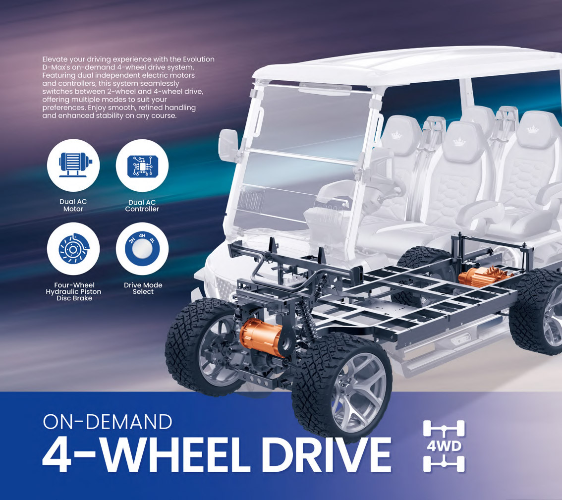 Evolution EV golf cart 4 wheel drive