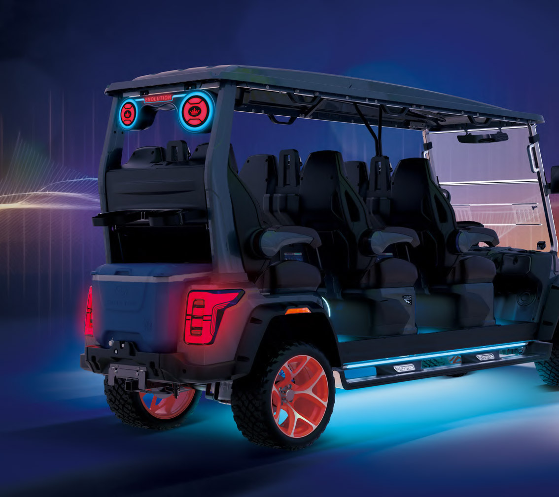 Evolution EV golf cart multicolor lighting