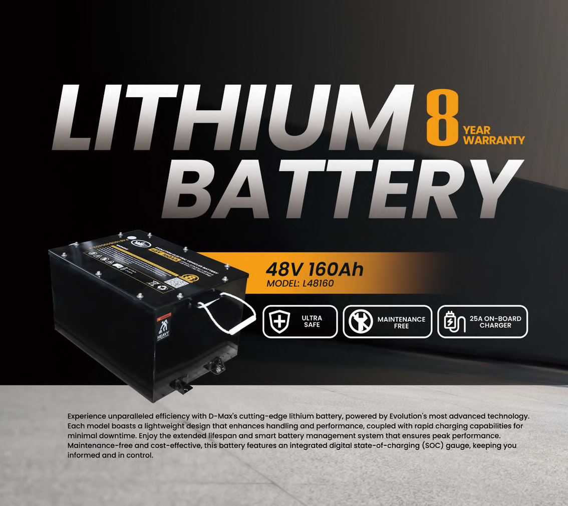 Evolution EV golf cart lithium battery