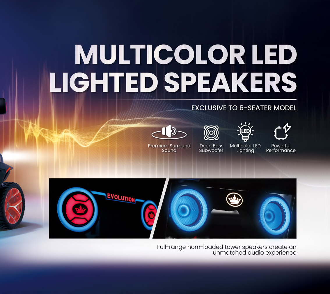 Evolution EV golf cart lighted sound system