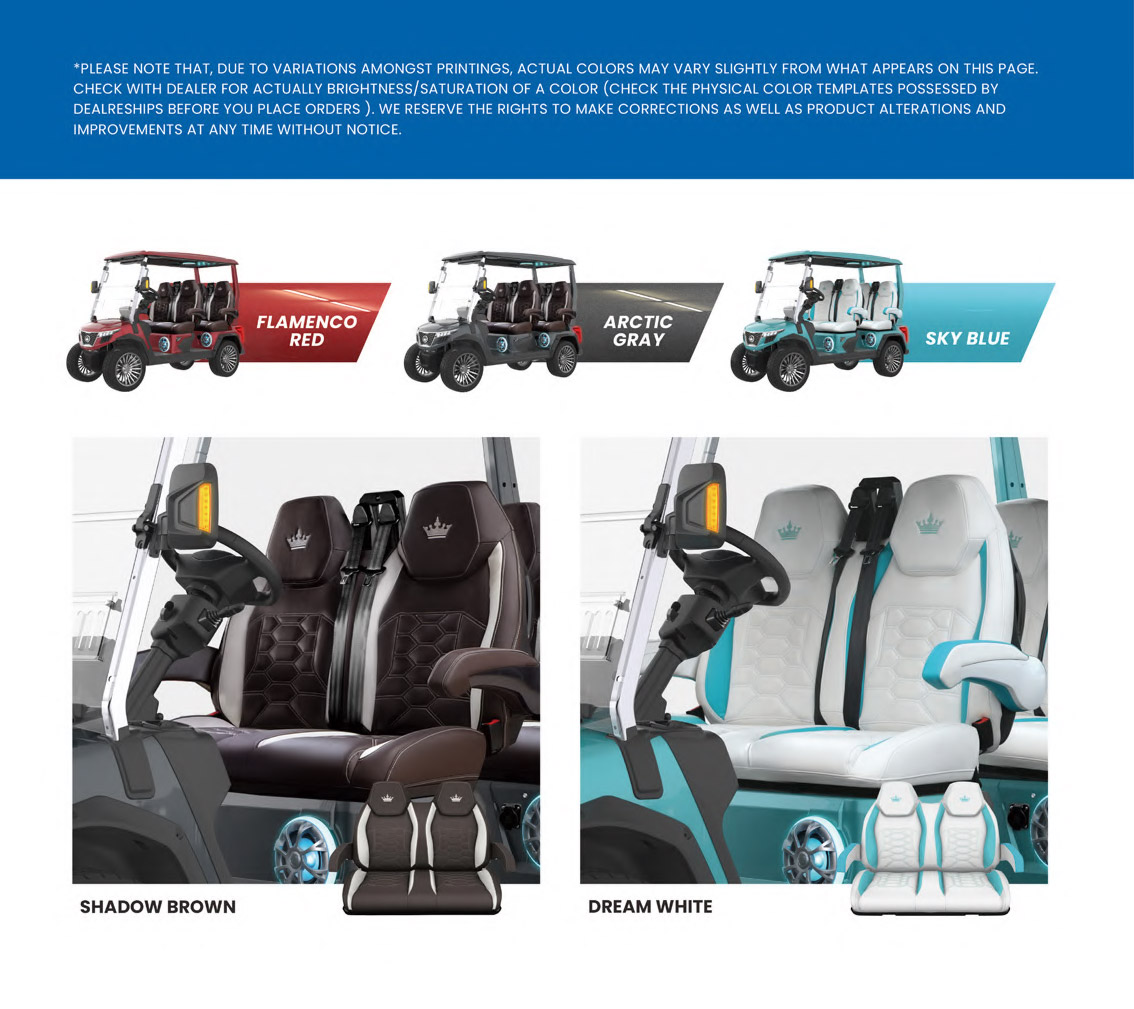 Evolution EV golf cart interior colors