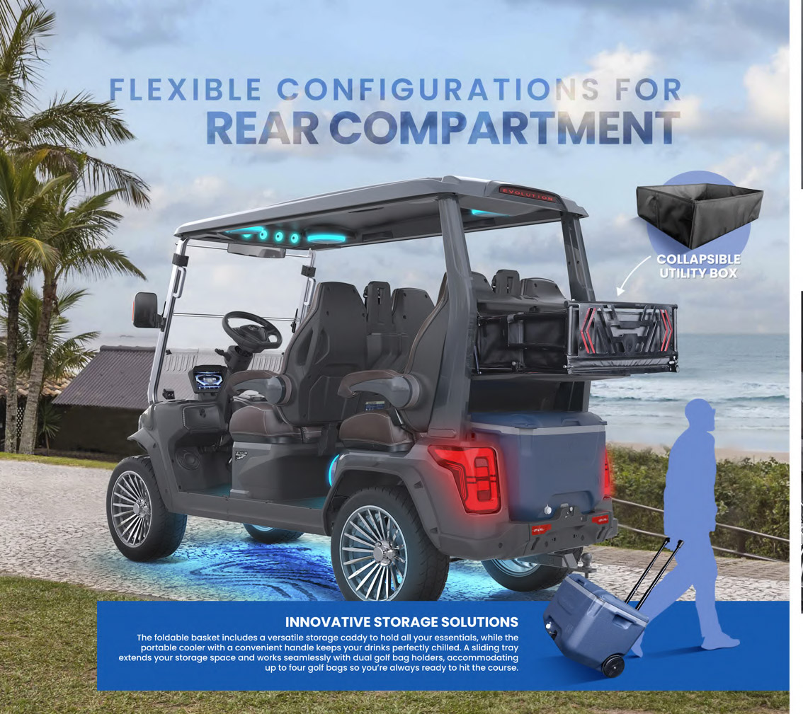 Evolution EV golf cart storage