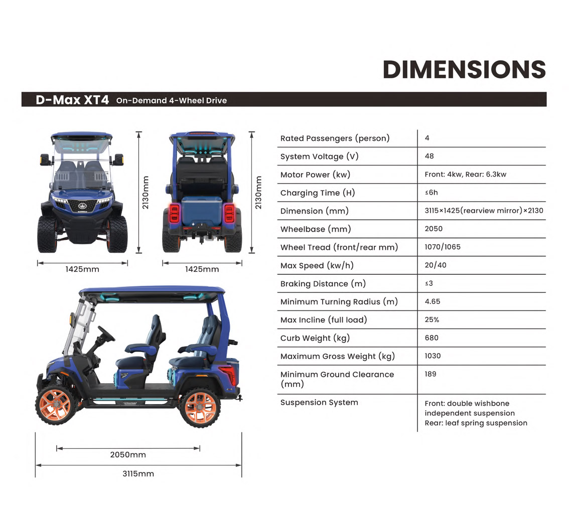 D-Max XT4 dimensions