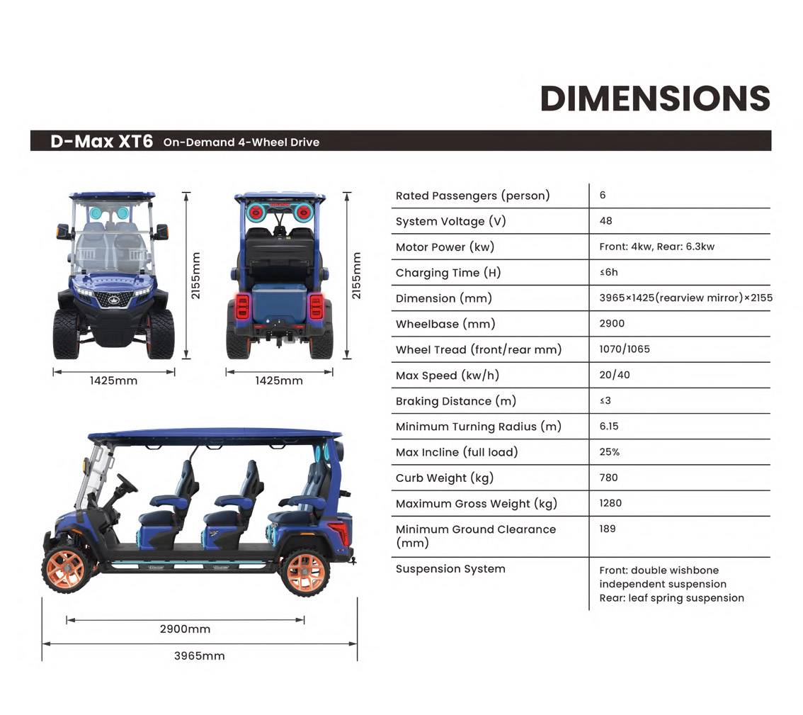 D-Max XT6 dimensions